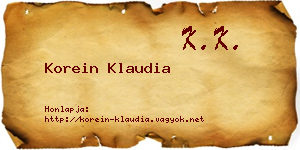 Korein Klaudia névjegykártya